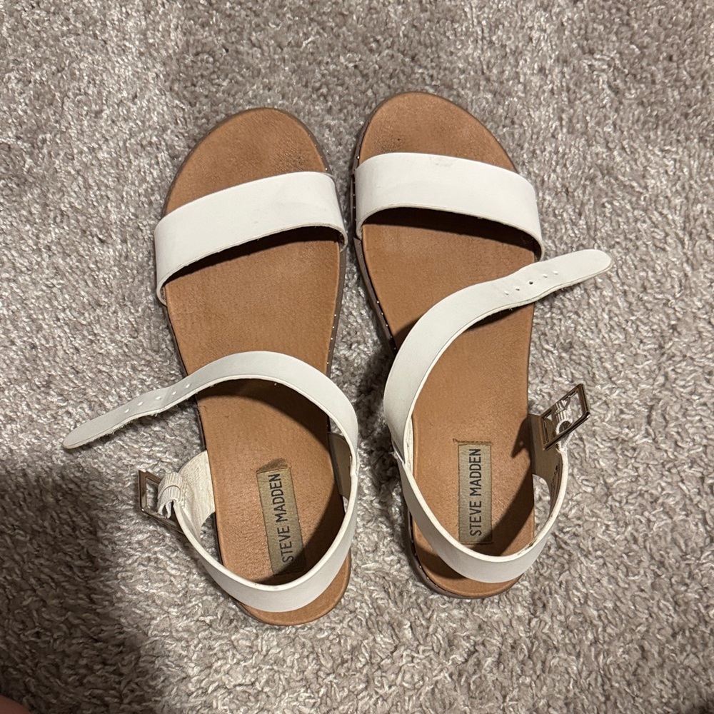 Steve Madden White Strap Sandals